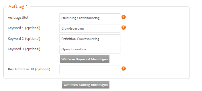 Spezifischer Auftrag auf Content.de